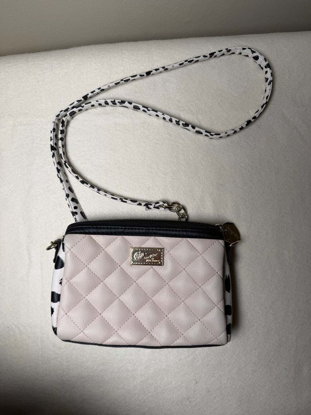 Luv Betsey By Betsey Johnson Quilted Crossbody Handbag Pink Cow Print